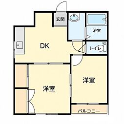 昴 2DKの間取図画像