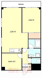 ロイヤル浜芦屋 2LDKの間取図画像