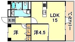 魚崎コーポ 2LDKの間取図画像