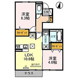 グランデアルベロ 2LDKの間取図画像