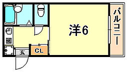 サンリッツ六甲 1Kの間取図画像