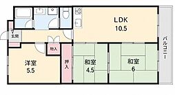 マンション住吉川 3LDKの間取図画像