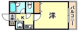 シャトラン弓木一番館 1Kの間取図画像