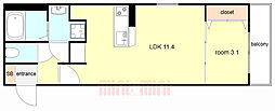 S MOVE芦屋 1LDKの間取図画像