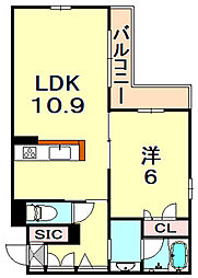 シャーメゾンブランシュ岡本 1LDKの間取図画像