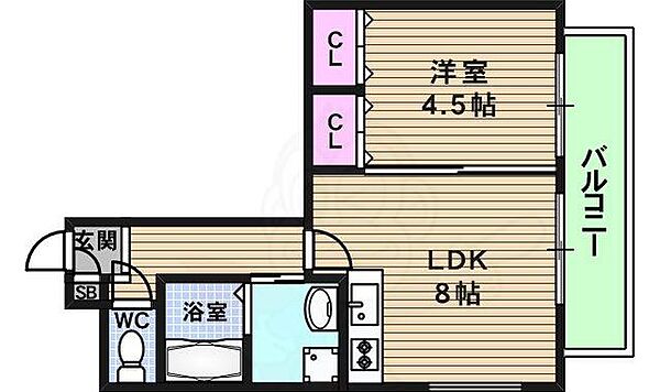 オルフェア上本町7番館 ｜大阪府大阪市天王寺区東高津町(賃貸マンション1LDK・8階・32.39㎡)の写真 その2