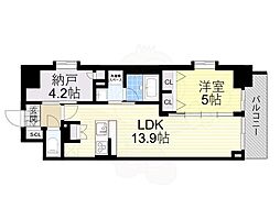 スプランディット上本町WESTII 1SLDKの間取図画像