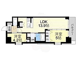スプランディット上本町WESTII 2LDKの間取図画像