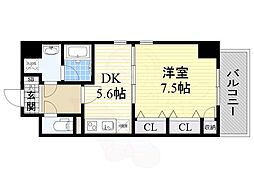 Groove Nipponbashi 10階1DKの間取り