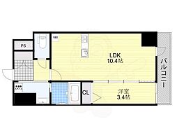 S-レジデンス堺筋本町Deux 1LDKの間取図画像