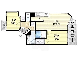 プロパレス上町台ヴェラージュ 2LDKの間取図画像