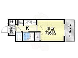 エスリード深江橋 1Kの間取図画像