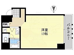 ディアコート船場 1Kの間取図画像