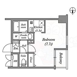 ダイドーメゾン大阪本町イースト ワンルームの間取図画像