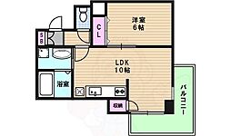 ライオンズマンション上六第2 1LDKの間取図画像