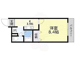 ルミエール巽 1Kの間取図画像