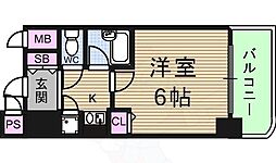 リーガル烏ヶ辻 1Kの間取図画像