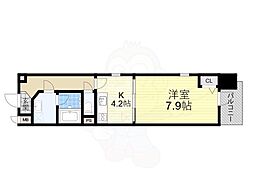 ラクラス長堀橋 1Kの間取図画像