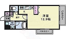 アーバンエース夕陽丘パル ワンルームの間取図画像