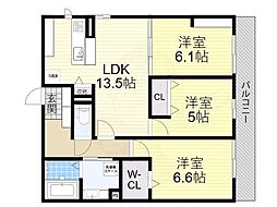 クラシスト東中本 2LDKの間取図画像