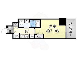 スワンズシティ大手前ソレイユ 1Kの間取図画像