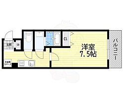 ルミエール瓦屋町 1Kの間取図画像