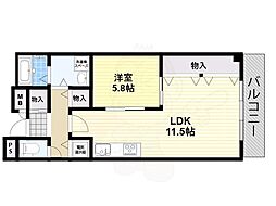 夕陽丘セントポリア 1LDKの間取図画像