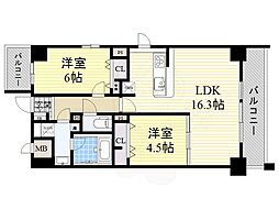 F-TAMATSUKURI 2LDKの間取図画像