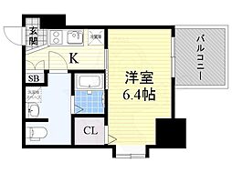 アドバンス上町台プレジール 1Kの間取図画像
