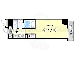 エグゼ難波東 1Kの間取図画像