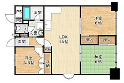 深草西浦住宅 5階3LDKの間取り
