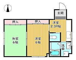ハイツ紫峯 2Kの間取図画像