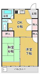 マンションハヤシビル 2DKの間取図画像