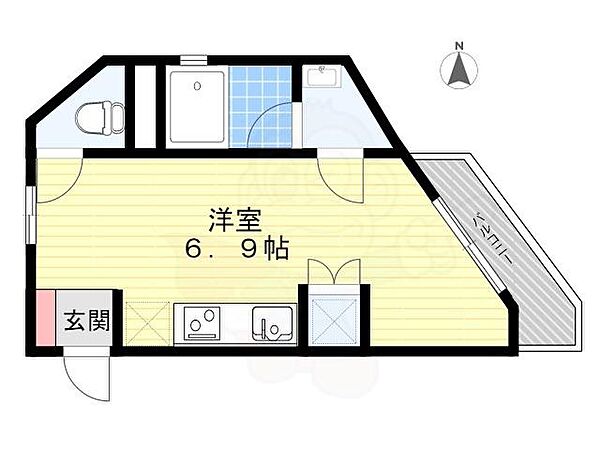 吉永ビル鼓が滝駅前 205｜兵庫県川西市多田桜木１丁目(賃貸マンション1R・2階・18.15㎡)の写真 その2