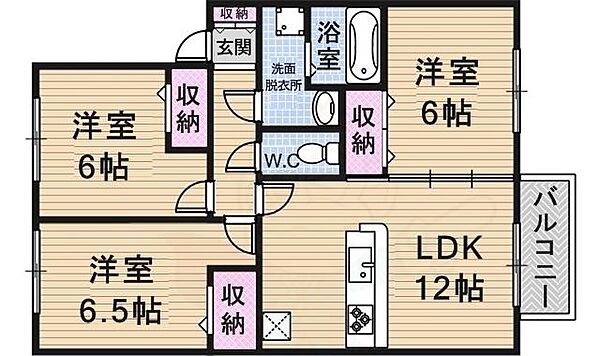 グランボヌール花屋敷 A棟 ｜兵庫県川西市花屋敷２丁目(賃貸アパート3LDK・2階・68.69㎡)の写真 その2