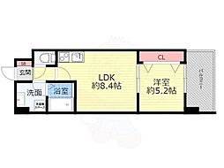 トリニティ小戸 1LDKの間取図画像