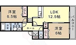 メロディーヒルズB棟 2LDKの間取図画像