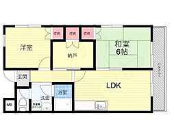 ハイツ竹田 2LDKの間取図画像