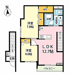 フルーレット 2階2LDKの間取り