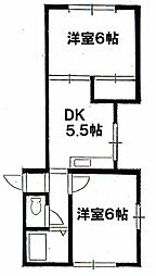 メープルメゾン 2DKの間取図画像