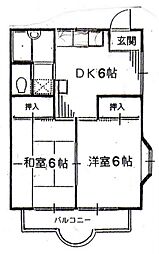 ペパーミントハウス 2DKの間取図画像