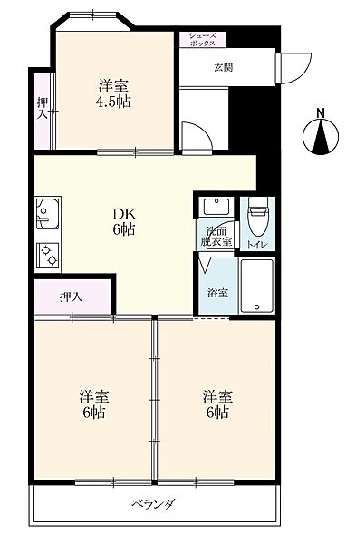 グレスコート佐賀弐番館 505｜佐賀県佐賀市下田町(賃貸マンション3DK・5階・57.15㎡)の写真 その2