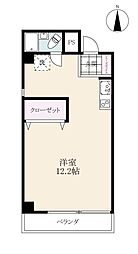 コーポ水ヶ江 3階ワンルームの間取り