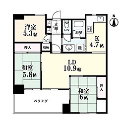 大蔵マンション松原 6階3LDKの間取り