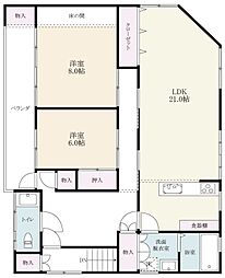 与賀町貸家 2LDKの間取り