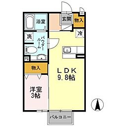 ジュネスOne神園A 1LDKの間取図画像