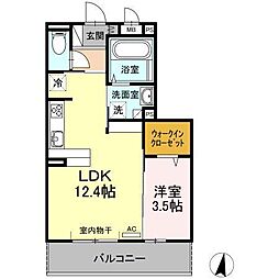 リアンジュ 1LDKの間取図画像