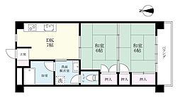 桃太郎駅前マンション 2DKの間取図画像
