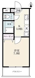 パルテールマンション 1Kの間取図画像