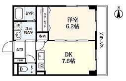 シンフォニィ駅前中央 1DKの間取図画像